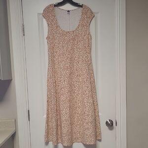 Old Navy Tan and White Midi Dress